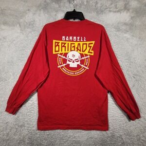 Barbell‎ Brigade Shirt Mens Large Red Long Sleeve Logo Graphic Tee
